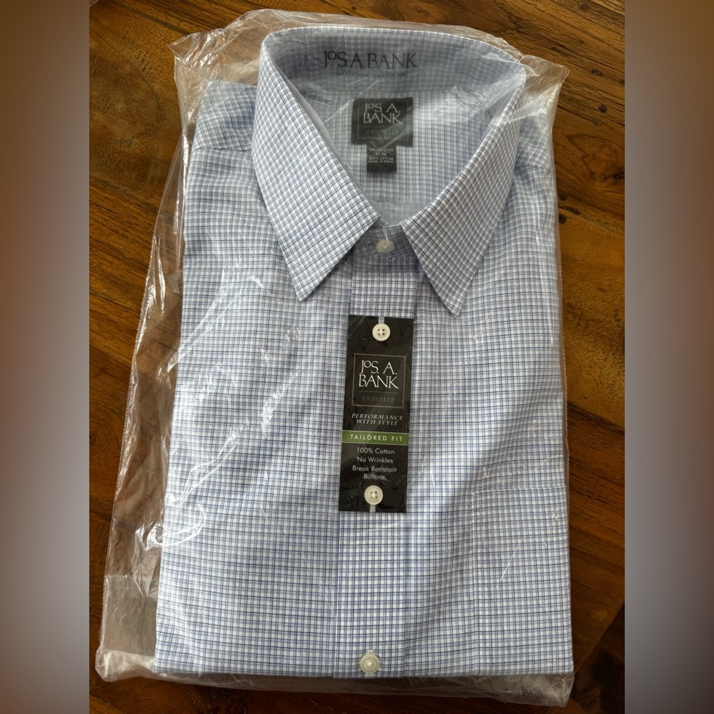 NWT Jos. A. Bank Blue Plaid Dress Shirt